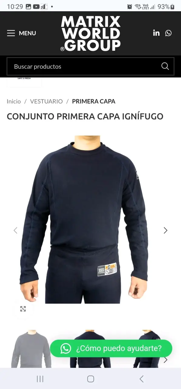 Polera ignífuga primera capa azul - 2