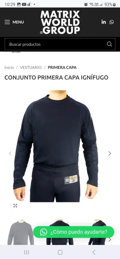 Polera ignífuga primera capa azul - miniatura 2