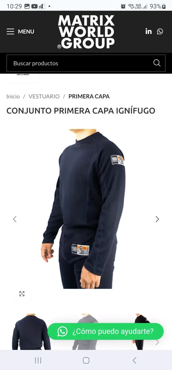 Polera ignífuga primera capa azul - 3