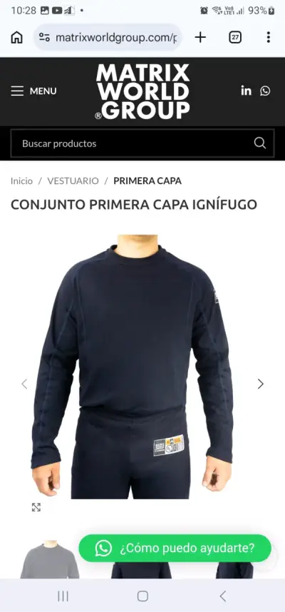Polera ignífuga primera capa azul - miniatura 4