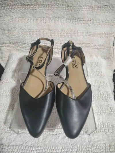 Zapatos planos negros de cuero para mujer - miniatura 2