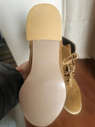 Botines de gamuza camel con cordones talla 35 - miniatura 3