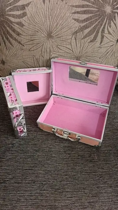 Maletín organizador de maquillaje rosa - miniatura 1