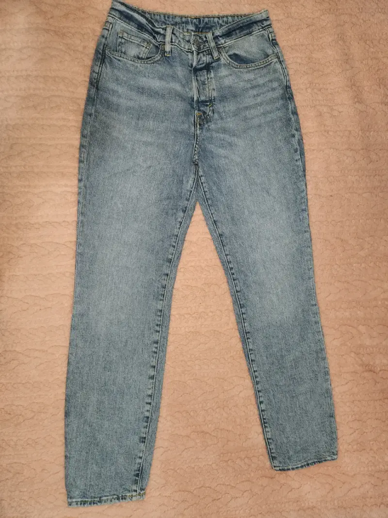 Jeans mom de mezclilla azul - 1