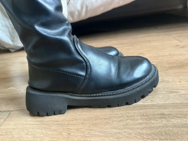 Botas largas de cuero negro para mujer - 3