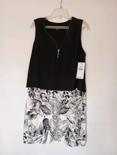 Vestido bicolor con estampado floral marca IO - miniatura 2