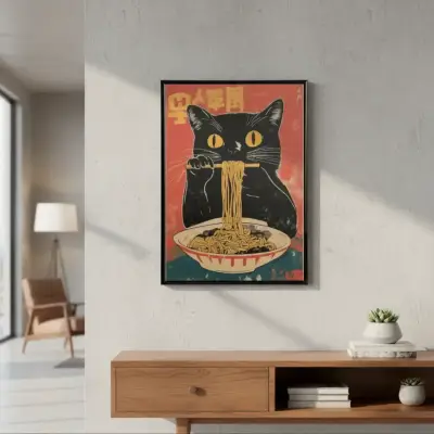Hermoso Cuadro Decorativo Gato Glotón 42x62 - miniatura 1