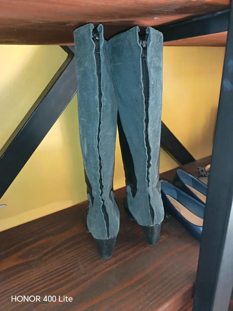 Botas largas de cuero negro para mujer - 3