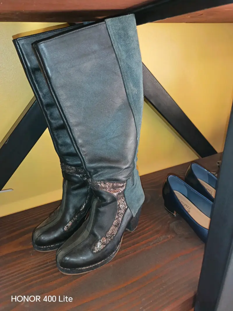 Botas largas de cuero negro para mujer - 4