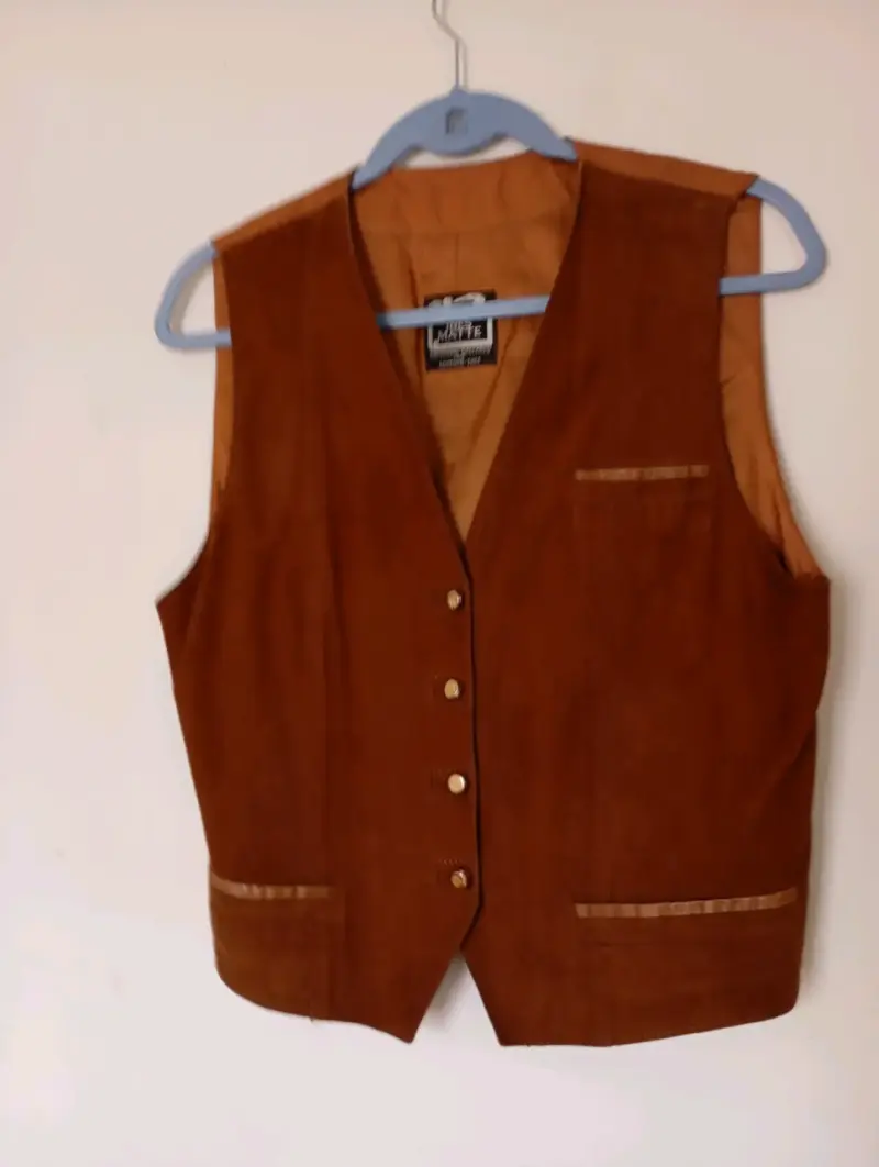 Chaleco de gamuza marrón para mujer - 1