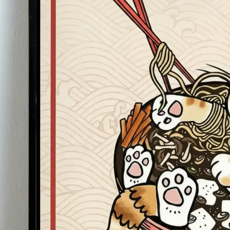 Hermoso Cuadro Decorativo Gato Neko Ramen 42 X 62 - 3