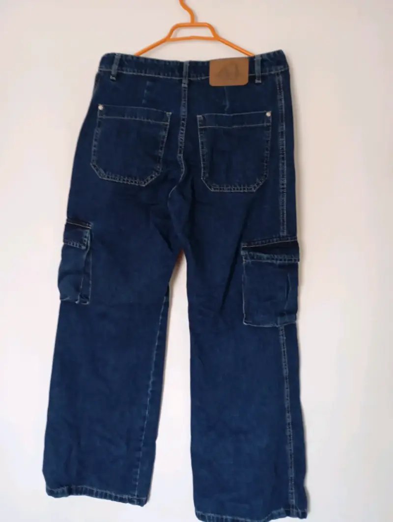 Pantalones cargo de mezclilla azul oscuro - 3