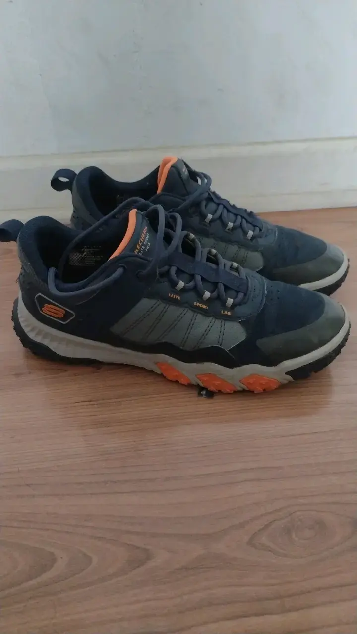 Zapatillas deportivas Skechers azul y naranja - 1