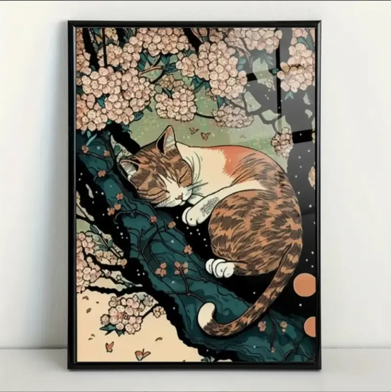 Cuadro Decorativo Gato Siesta en el cerezo 42x62 - 3