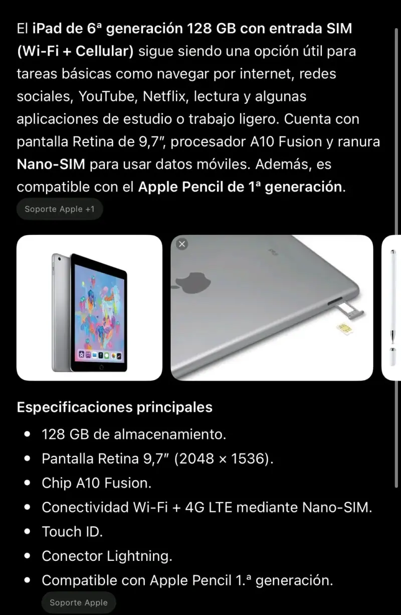 Ipad 6th gen 128 GB pantalla retina 9.7 - 4