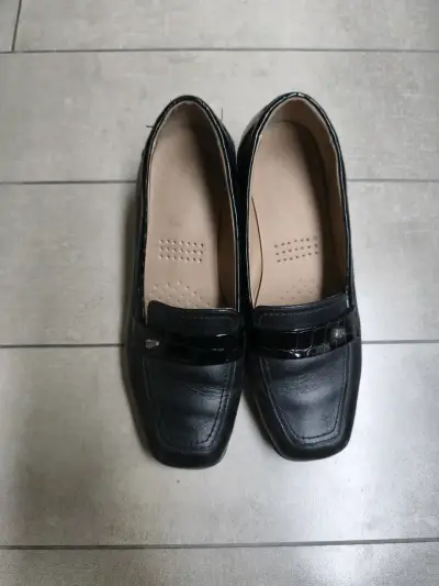 Zapatos de cuero negro 16hrs para mujer - miniatura 1