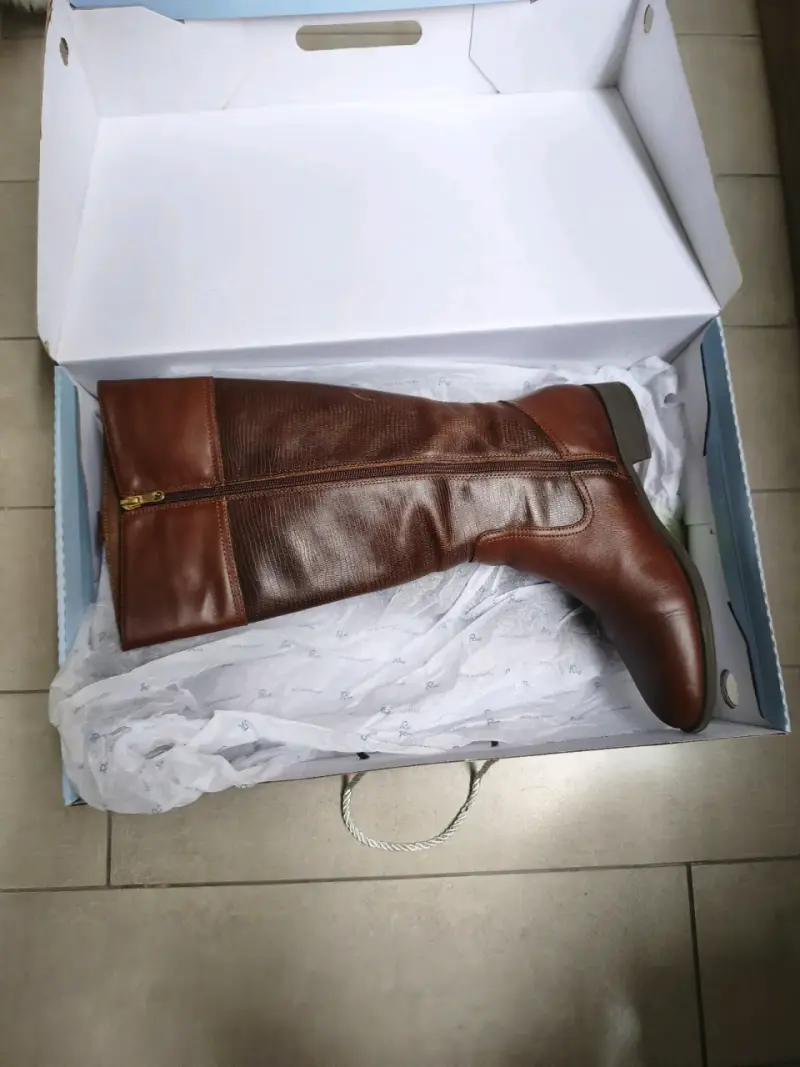 Botas largas de cuero marrón 16hrs para mujer - 2