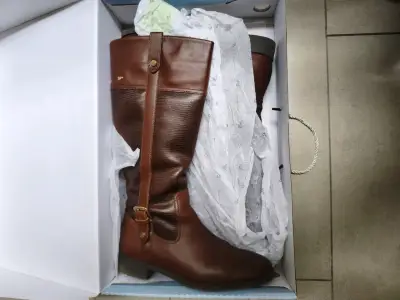 Botas largas de cuero marrón 16hrs para mujer - miniatura 4