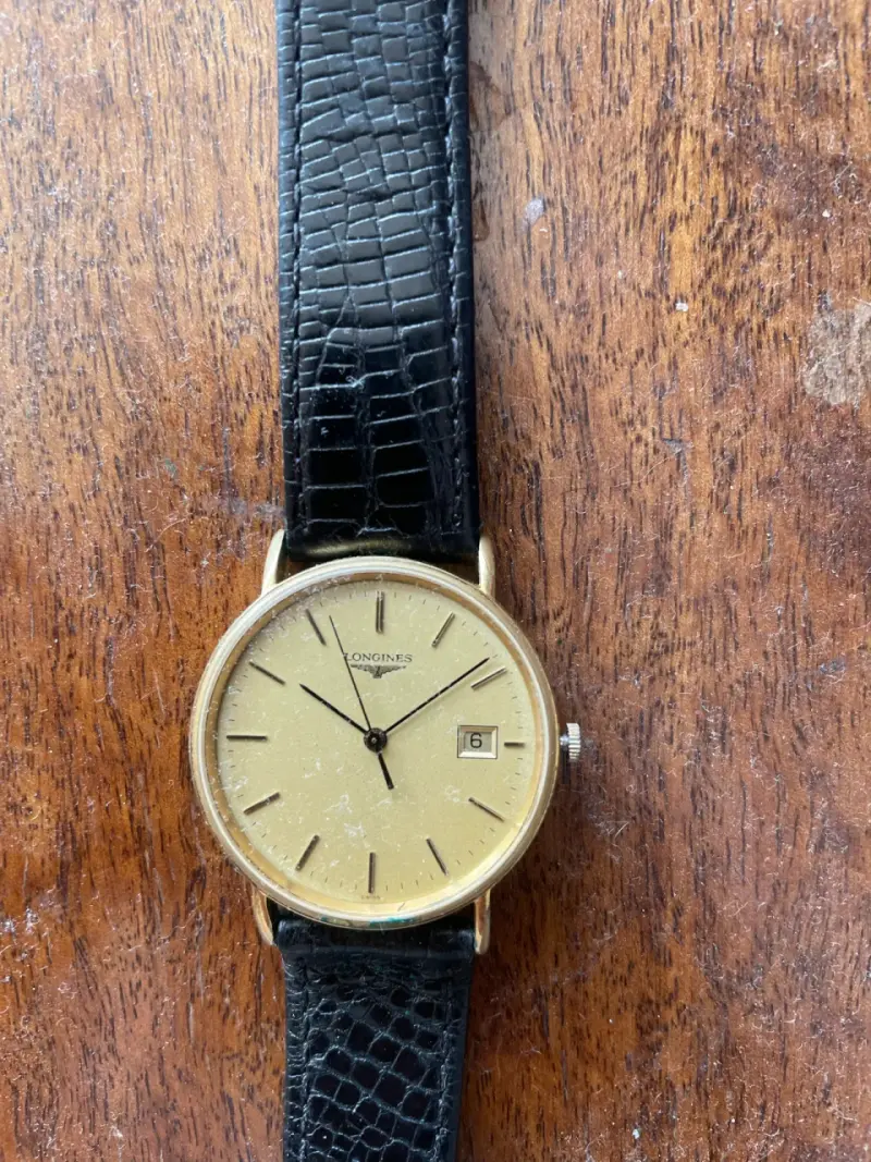 Reloj Longines vintage con correa de cuero - 1