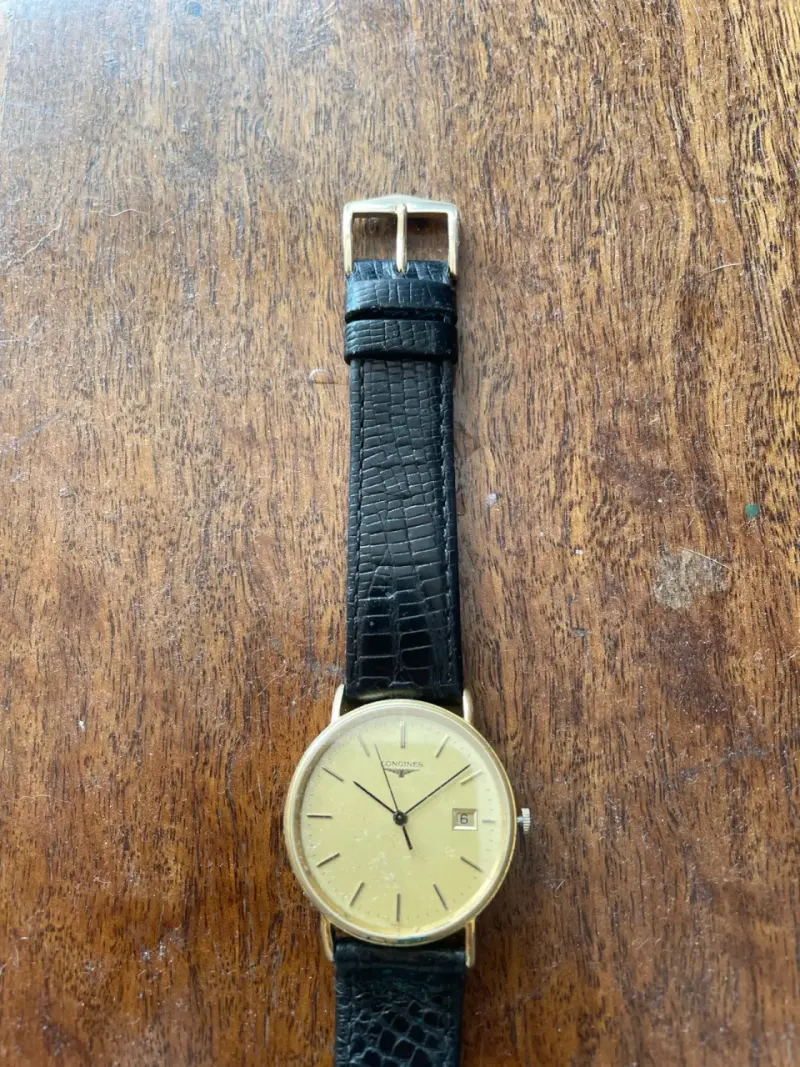 Reloj Longines vintage con correa de cuero - 2
