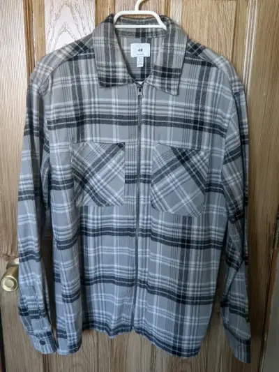 Camisa de franela a cuadros H&M gris S - miniatura 1