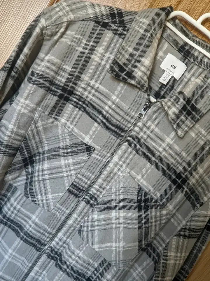 Camisa de franela a cuadros H&M gris S - 2