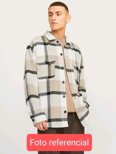 Camisa de franela a cuadros H&M gris S - miniatura 4