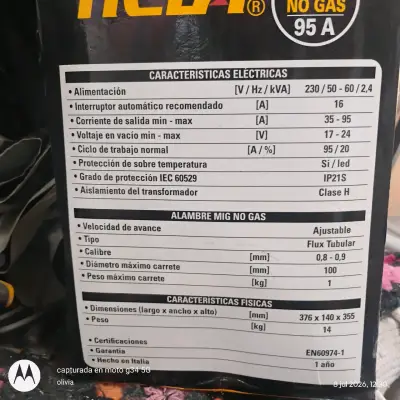 Soldadora Inverter Heda 95A sin gas - miniatura 1