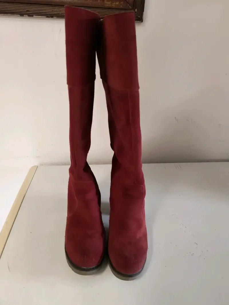 Botas altas de cuero Reno roja con tacón NRO.40 - 2