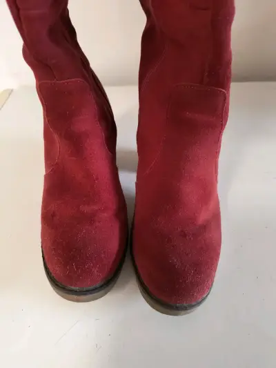 Botas altas de cuero Reno roja con tacón NRO.40 - miniatura 3