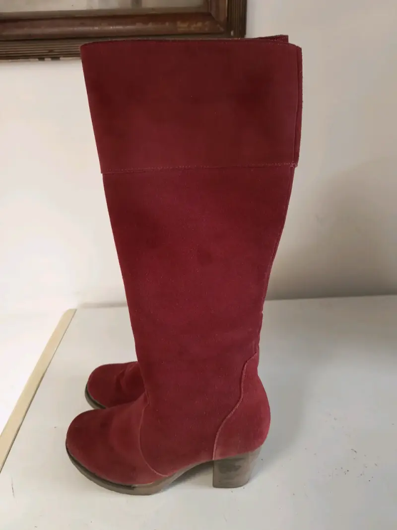 Botas altas de cuero Reno roja con tacón NRO.40 - 5