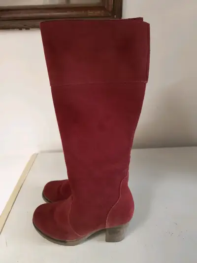 Botas altas de cuero Reno roja con tacón NRO.40 - miniatura 5