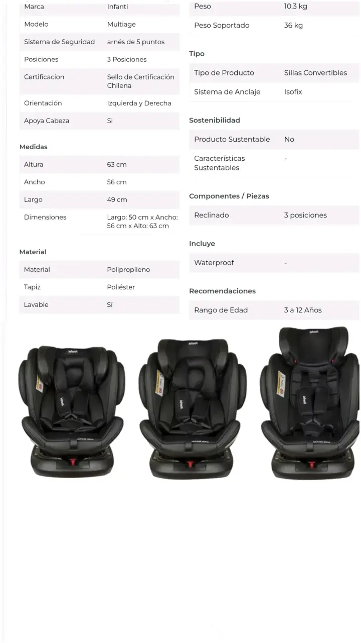 Silla de auto Infanti Multiage negra - 1