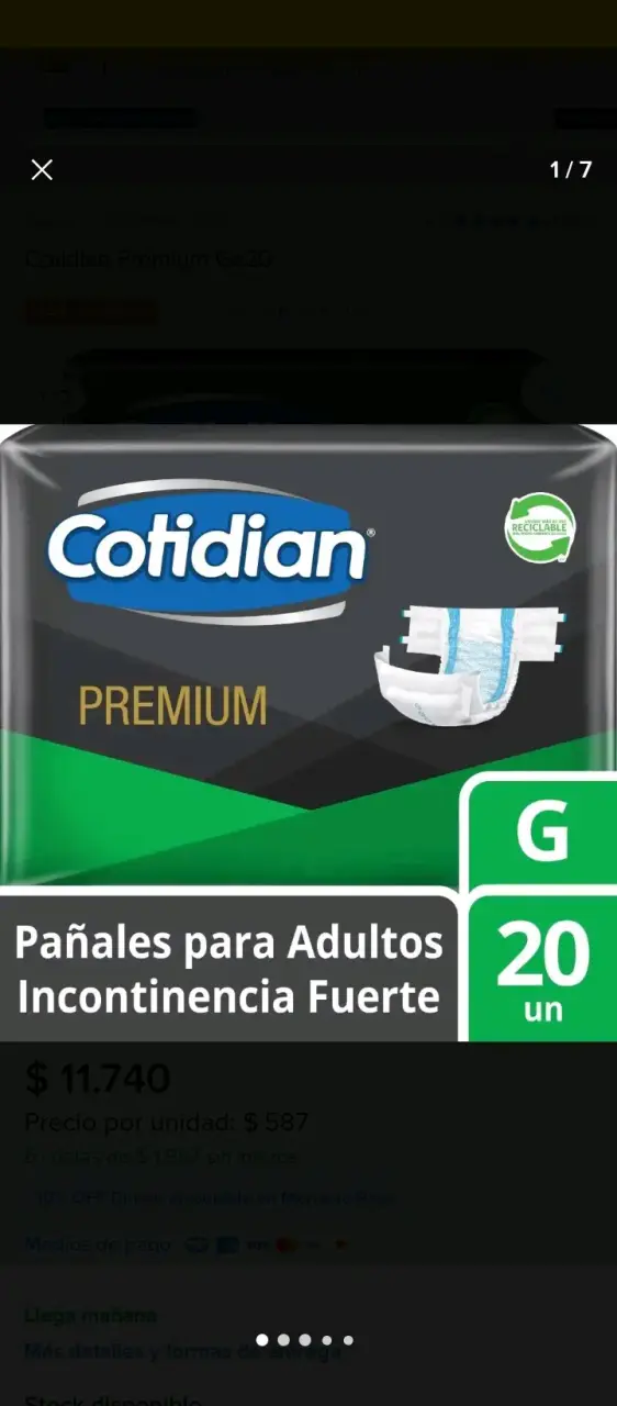 Pañales para adultos Cotidian Premium G 20 unidades