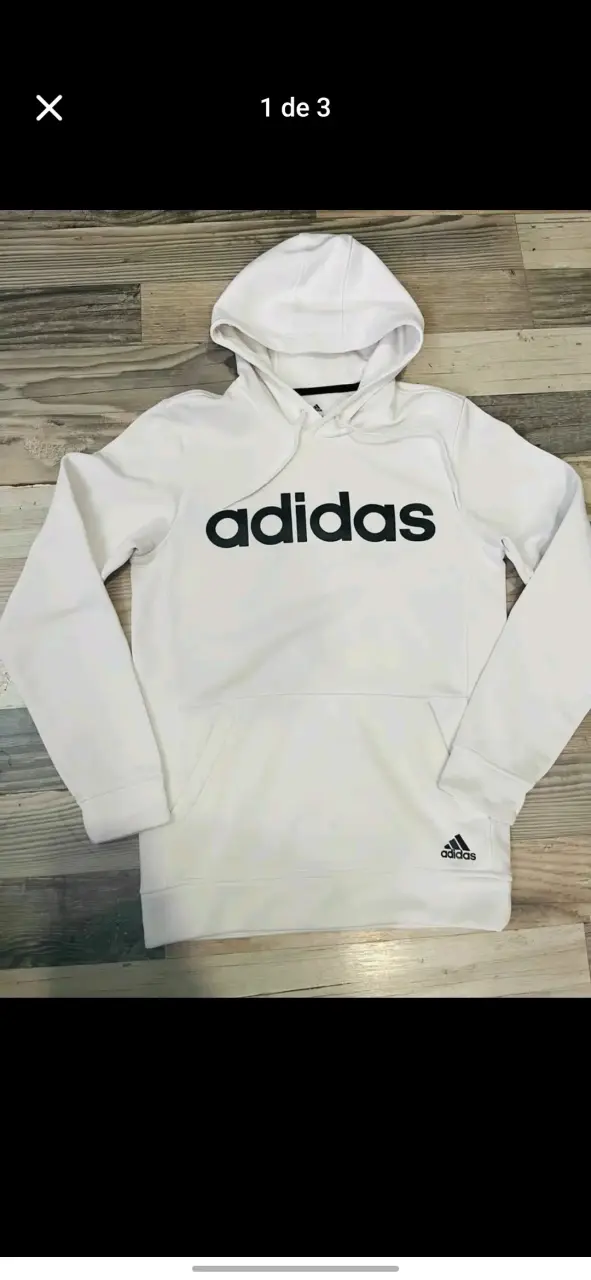 Polerón Adidas blanco con capucha - 1