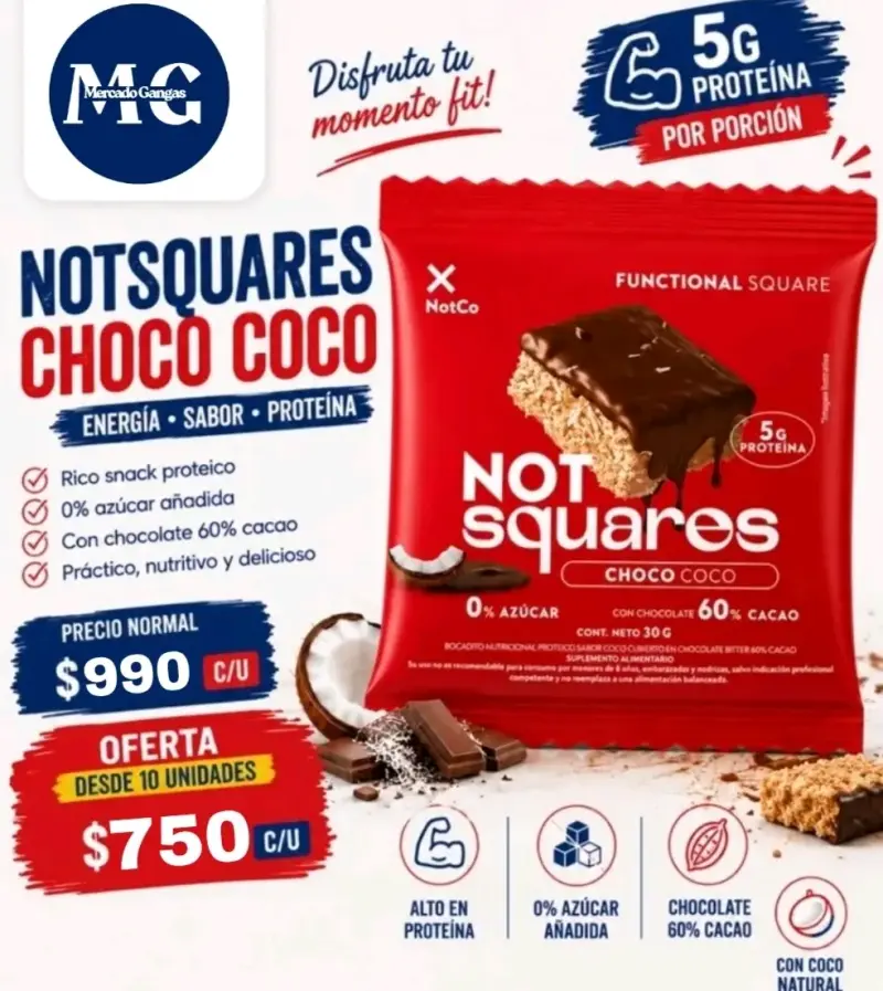 Snack proteico NotSquares Choco Coco