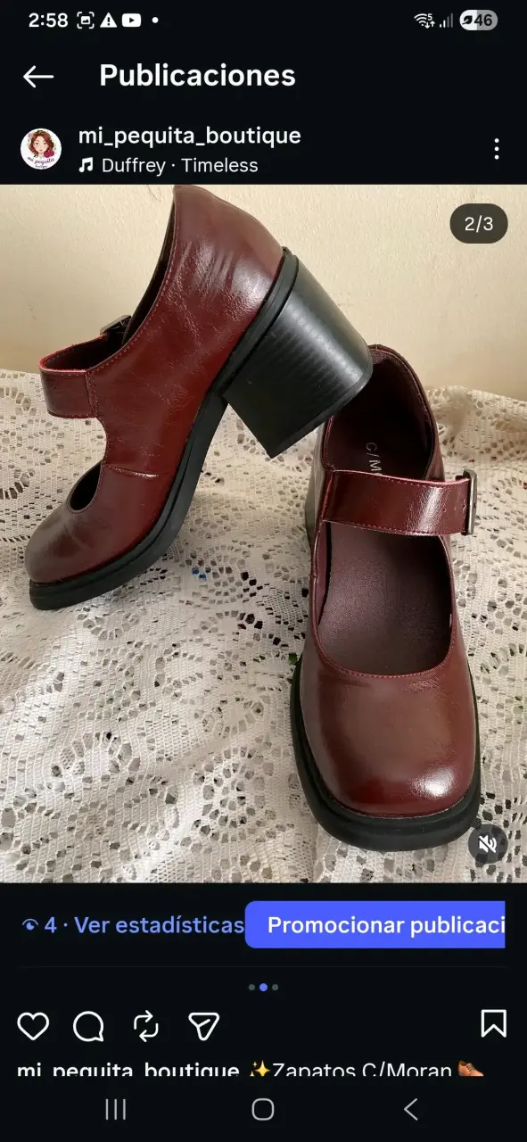 Zapatos de tacón burdeos con correa - 1