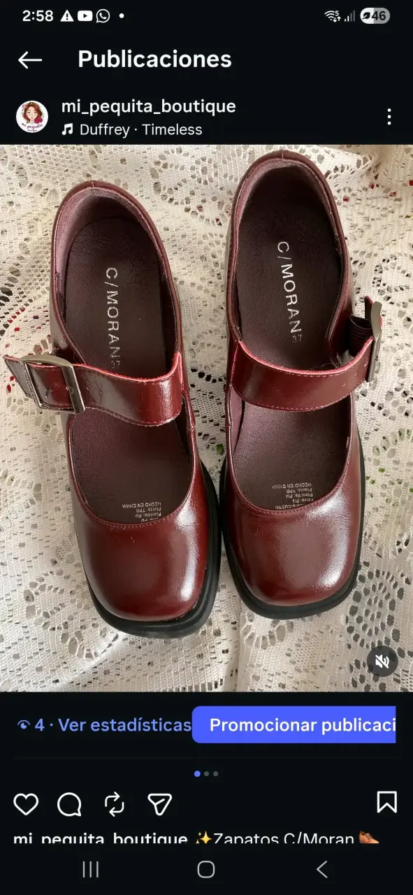 Zapatos de tacón burdeos con correa - 2