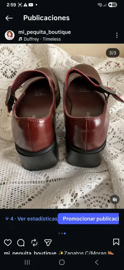 Zapatos de tacón burdeos con correa - miniatura 3