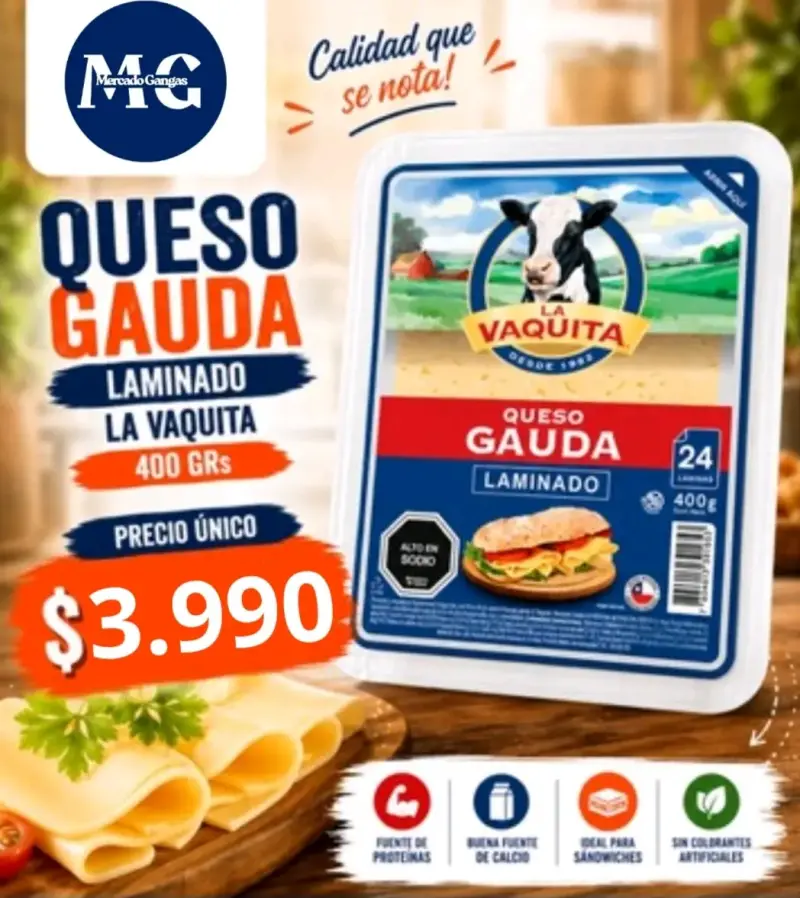 Queso Gauda Laminado La Vaquita 400g