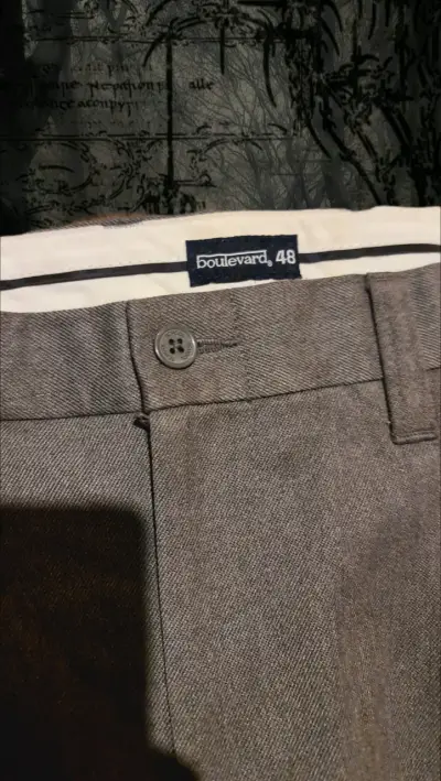 Pantalones Baggy de tela gris para hombre - miniatura 3