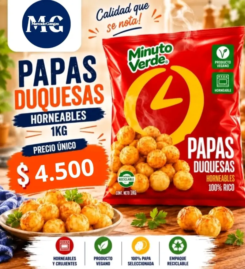 Papas Duquesas Minuto Verde 1kg horneables