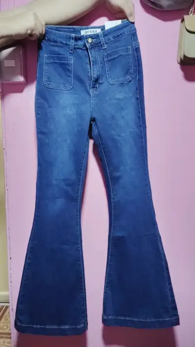 Jeans acampanados azul Menina - miniatura 1
