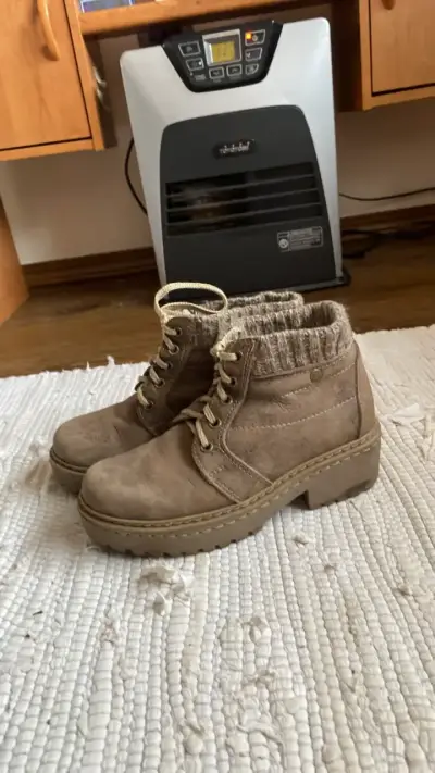 Botines de cuero marrón con forro de lana - miniatura 3