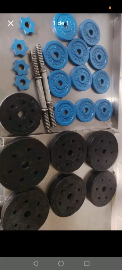 Set de pesas con discos y mancuernas - miniatura 1