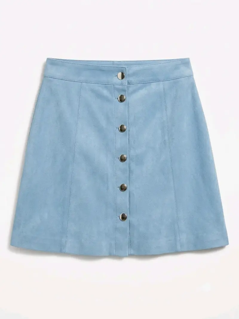 Falda de gamuza, color celeste, talla 36 H&M - 1