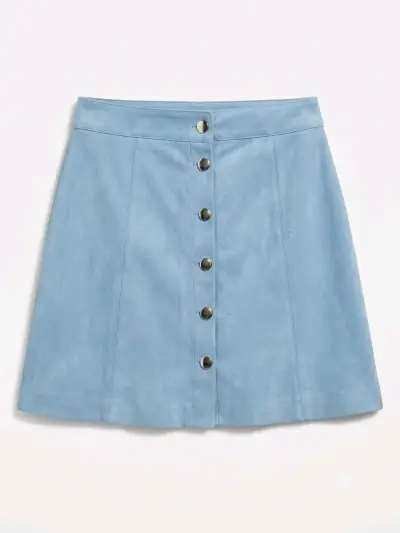 Falda de gamuza, color celeste, talla 36 H&M - miniatura 1