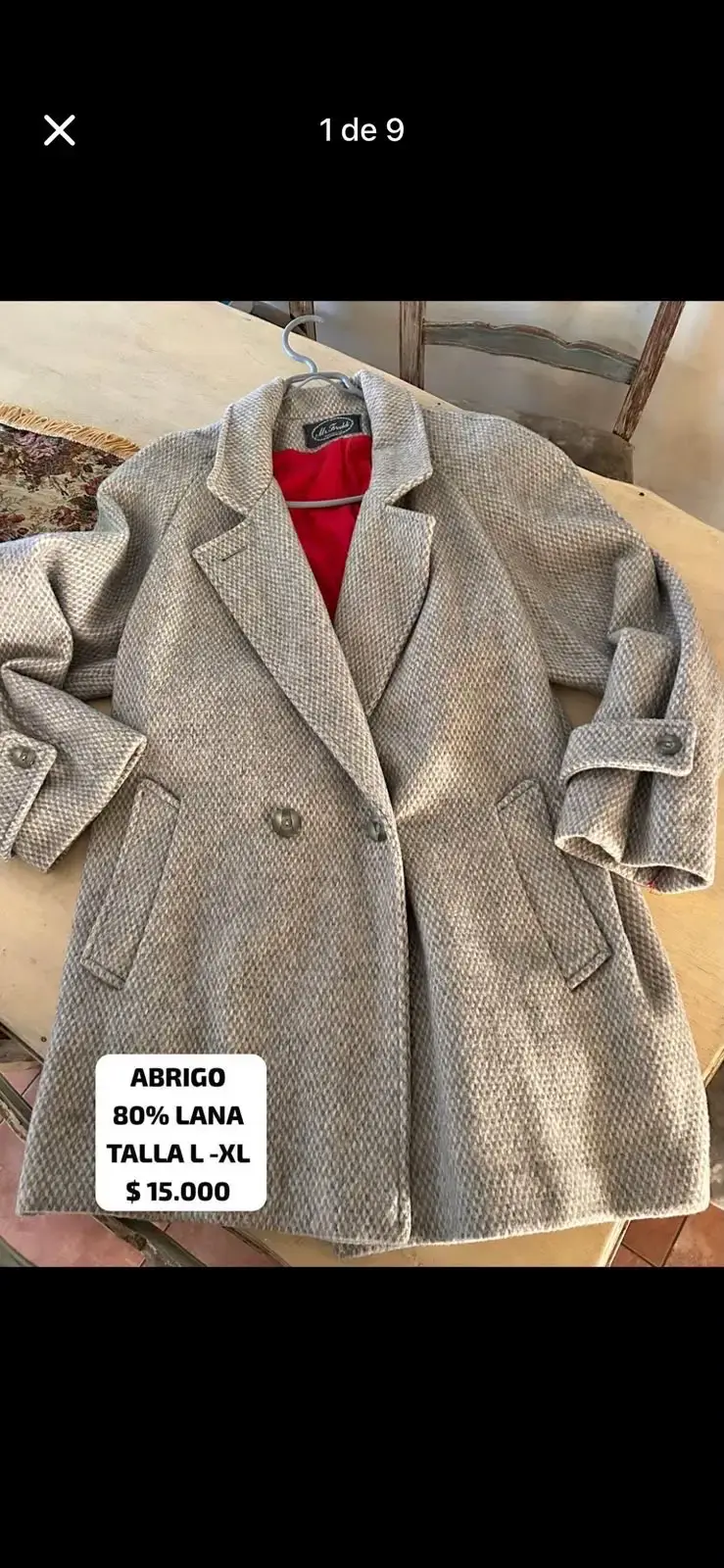 Abrigo de lana gris talla L-XL