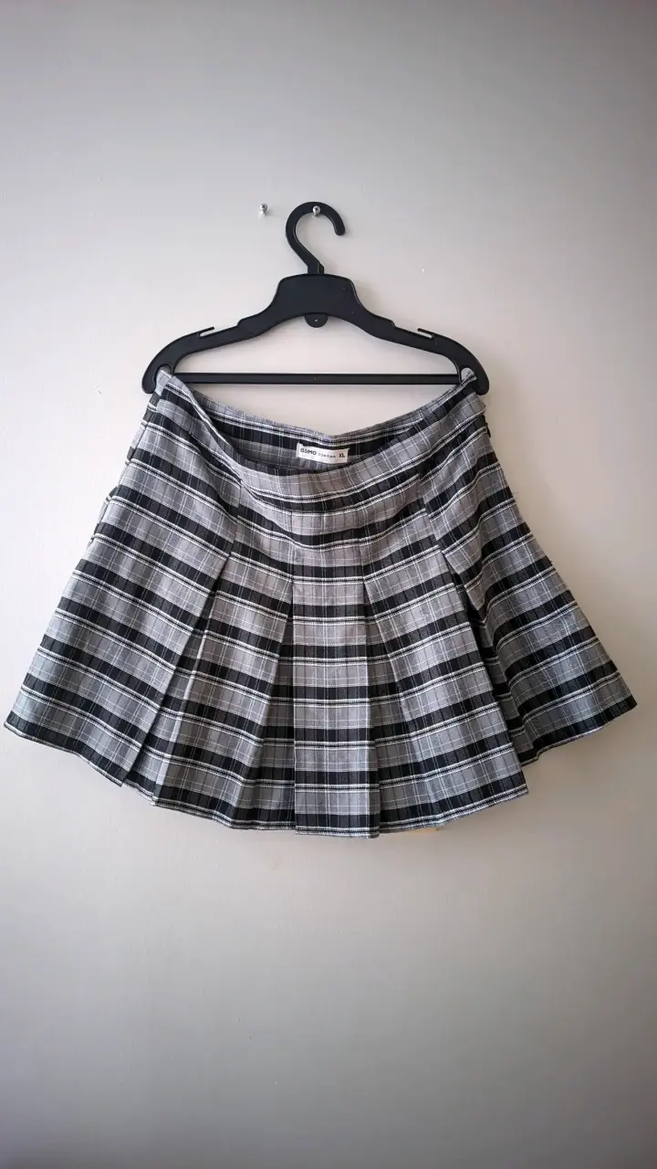 Falda escocesa a cuadros gris talla XL