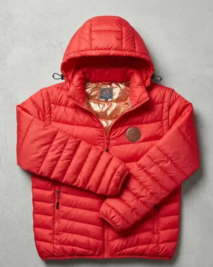 Chaqueta acolchada roja con capucha para hombre - 1